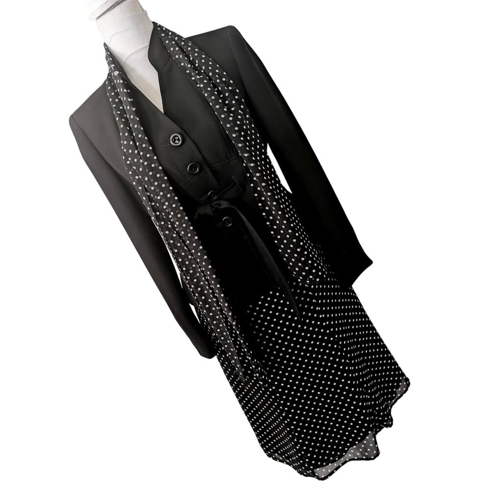 NWOT! EVAN PICONE! BLACK W/WHITE POLKA DOTS, 2 PC SKIRT & BELTED JACKET SUIT! 4P